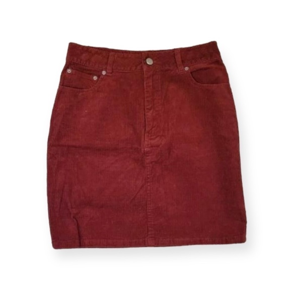 Asos denim skirt corduroy burgundy mini short Size 6 small - Picture 1 of 3